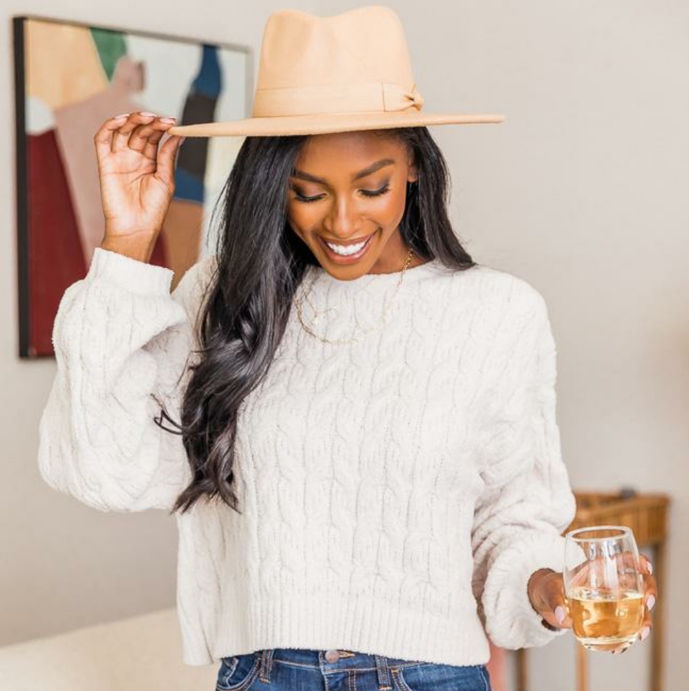 Pily Lily Special Reminder Cream Chenille Sweater Size M